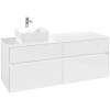 VILLEROY & BOCH Collaro závesná skrinka pod umývadlo na dosku (umývadlo vľavo), 4 zásuvky, 1400 x 500 x 548 mm, Glossy White, C04600DH