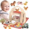 TOOKY TOY Drevená skladacia farma v kufríku so zvieratkami
