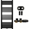 CERANO - Kúpeľňový radiátorový set Franko - ústredné vykurovanie - stredové pripojenie 50 mm - 392W - čierna matná - 1200x500 mm