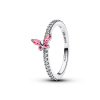 PANDORA stříbrný prsten s Růžovým motýlem 54 194269C02-54