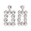 Náušnice obdĺžnik, strieborný biely kvet Swarovski (Náušnice obdĺžnik, strieborný biely kvet Swarovski)