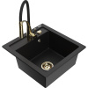 Mexen Vito granitový drez s 1 komorou a kuchynskou batériou Aster, čierny - 6503-77-73450-57-G