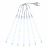 LED Cencúle Meteory 45 cm Biela Studená IP44 8 Trubíc Efekt Padajúceho Snehu