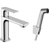 HANSGROHE Rebris E páková umývadlová batéria s bidetovou sprškou a sprchovou hadicou 160 cm, bez odtokovej súpravy, výška výtoku 109 mm, chróm, 72216000