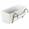 Kvetináč Prosperplast 38,6 cm x 15,4 x 1 cm biely plast (BALKÓNOVÝ BOX SO STOJANOM, ZÁSADNÝ KVETINÁČ RATOLLA DRL400PW Biely)
