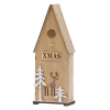 Dekorácia MagicHome Vianoce Woodeco, Vtáčia búdka, 3 LED, 12x7x32 cm