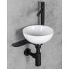 SAPHO TETRIS Ø26cm umývadlo okrúhle s držiakom na stojančekovú batériu vpravo, keramika/oceľ, biela/čierna mat, TZ427-01