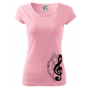 Husľový kľúč a noty - Pure dámske tričko - L ( Ružová )