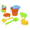Sada na piesok plast vedro 18x16cm, sitko, lopatka, hrable a formička 12m+