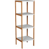MSV Bambusový regál Regie, 4 police, biely, 85 cm