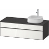 DURAVIT Zencha závesná skrinka pod umývadlo na dosku (umývadlo vpravo), 2 zásuvky, 1300 x 550 x 442 mm, biela/grafit super matná, ZE4822R64800000