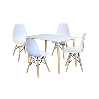 idea Jedálenský stôl 120x80 UNO biely + 4 stoličky UNO biele