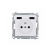 Zásuvka 250 V Simon 54 premium s USB nabíjačkou 2,1A/16A biela