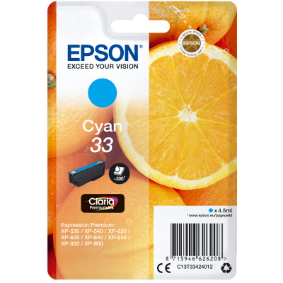 Epson Singlepack Cyan 33 Claria Premium Ink