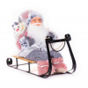 MagicHome Dekorácia Vianoce Santa na sánkach sivo ružový 46 cm