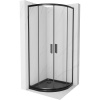 Mexen Rio sprchovací kút polkruhový 80 x 80 cm, transparentný, čierny + vanička Flat, čierna - 863-080-080-70-00-4170B