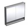 Geberit ONE - Zrkadlová skrinka s LED osvetlením, 105x90x15 cm, 2 dvierka, s nikou, vstavaná, matná čierna 505.824.00.7