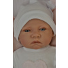 Realistické miminko holčička Boženka v dlouhé bílé čepici od firmy Berjuan ze Španělska (Newborn 45 cm)
