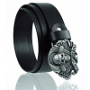 Opasok - Gallanteria Black belt - Pánsky výrobok (Kožené nohavice remienok 4 cm čierna lebka 85)