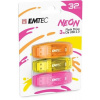USB kľúč, 32GB, 3 ks, USB 2.0, EMTEC C410 Neon, oranžová, žltá, ružová