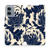 Flipové pouzdro Mobiwear - Motorola Moto G54 5G / Moto G54 5G Power Edition - VA40S Modré a béžové květy (Knížkové flip pouzdro, obal, kryt na mobil Motorola Moto G54 5G / Moto G54 5G Power Edition -