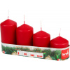 Sviečka adventná schody 50x60 / 75/90/105 mm - bordó - 4 ks