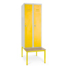 Rauman Kovová šatníková skrinka s lavičkou, 60 x 85 x 185 cm, otočný zámok, žltá - ral 1023