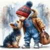 NORIMPEX Diamantové maľovanie Chlapec so psíkom 30 x 40 cm
