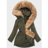 Dámska zimná bunda parka v khaki farbe (CAN-588BIG) odstíny zelené 46