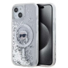 Karl Lagerfeld Liquid Glitter Karl Head Magsafe Zadný kryt pre iPhone 15 Transparent