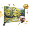 Maľovanie podľa čísel PREMIUM GOLD - Jazero 60x40 cm (Sada na maľovanie podľa čísel ARTMIE so zlatými plátkami)