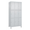 Skriňa uzamykateľná C+P Cabo-Plus, 3 oddelenia, 900 x 500 x 1850 mm, bledosivá, na nožičkách