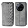 Peňaženkové kožené puzdro Cubic Grid na Xiaomi 15 Ultra - Šedá