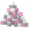Penové kocky-sada 45 veľkých penových kociek Pyramída pink white grey