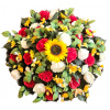 Luxusný umelý veniec Exclusive ruže, pivonky, margarétky, slnečnica a doplnky 70cm