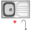 Nerezový set dřezu a baterie OKIO 800 + ELASTA nerez/šedá