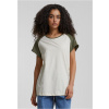 Ladies Contrast Raglan Tee - whitesand+olive L