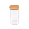 Sklenená dóza s bambusovým vekom, hranatá Transparent 1ks