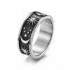 Čierna a strieborná USA 12 -unisex Ring Star Moon Sun Sun (Čierna a strieborná USA 12 -unisex Ring Star Moon Sun Sun)