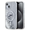 Karl Lagerfeld Liquid Glitter Karl and Choupette Heads MagSafe zadný kryt pre iPhone 15 Transparent