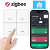ZigBee tlačidlový ovládač TUYA, 4 kanály, 12 scén, kompatibilný s Home Assistant, ZigBee2MQTT, ZHA