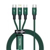 Baseus CAMLT-SC06 Rapid 3in1 USB Type C - USB Type C / Lightning / Micro USB 20 W, 1,5m, zelený