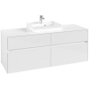 VILLEROY & BOCH Collaro závesná skrinka pod umývadlo na dosku (umývadlo v strede), 4 zásuvky, 1400 x 500 x 548 mm, Glossy White, C07300DH