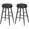 Vasagle ECHO Barové stoličky 2 ks, šitý poťah z umelej kože, výška 63 cm, čierna.