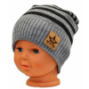 Baby Nellys jesenná/zimní prúžkovaná čiapka sv.sivo/grafit