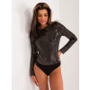 Čierno-zlaté lesklé body s dlhým rukávom -BA-BO-2309.32-black S