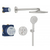 Grohe GROHTHERM SMARTCONTROL sprchový set s podomítkovou termostatickou baterií, horní sprcha, ruční sprcha se 3 proudy, hadice, držák, Water Saving, supersteel