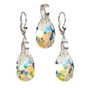 Evolution Group Sada šperkov s krištáľmi Swarovski náušnice a prívesok AB efekt slza 39049.2