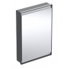 Geberit ONE - Zrkadlová skrinka s LED osvetlením, 60x90x15 cm, pánty vľavo, vstavaná, matná čierna 505.800.00.7
