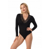 Elegantné dámske body s dlhým rukávom a čipkou Babell Rosario čierne XL